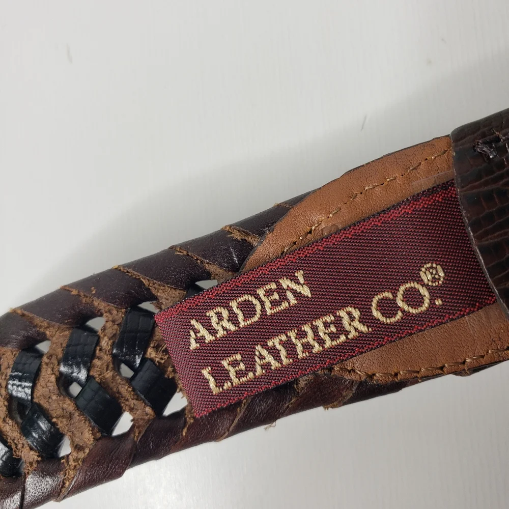 Arden Leather Co. Western Southwest Metalic Buckle End Rodeo Leather Braided Blt